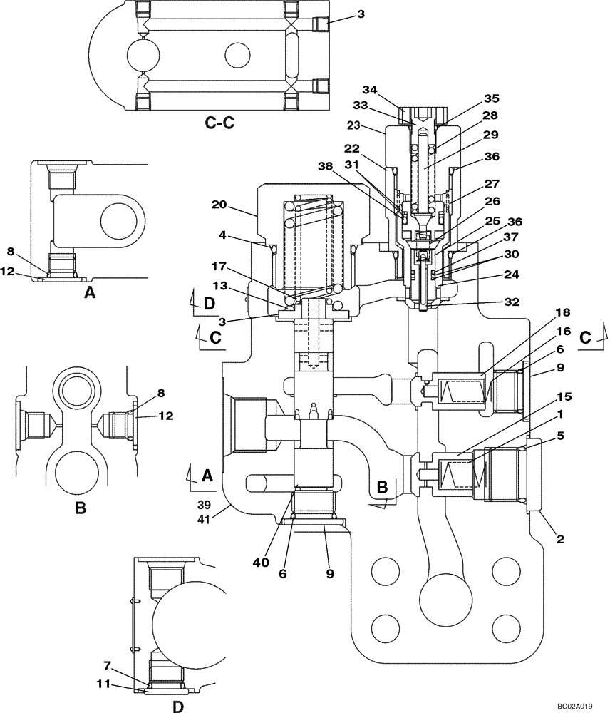 Схема запчастей Case CX290 - (08-83) - VALVE ASSY, RELIEF - BOOM CYLINDER LINE (08) - HYDRAULICS