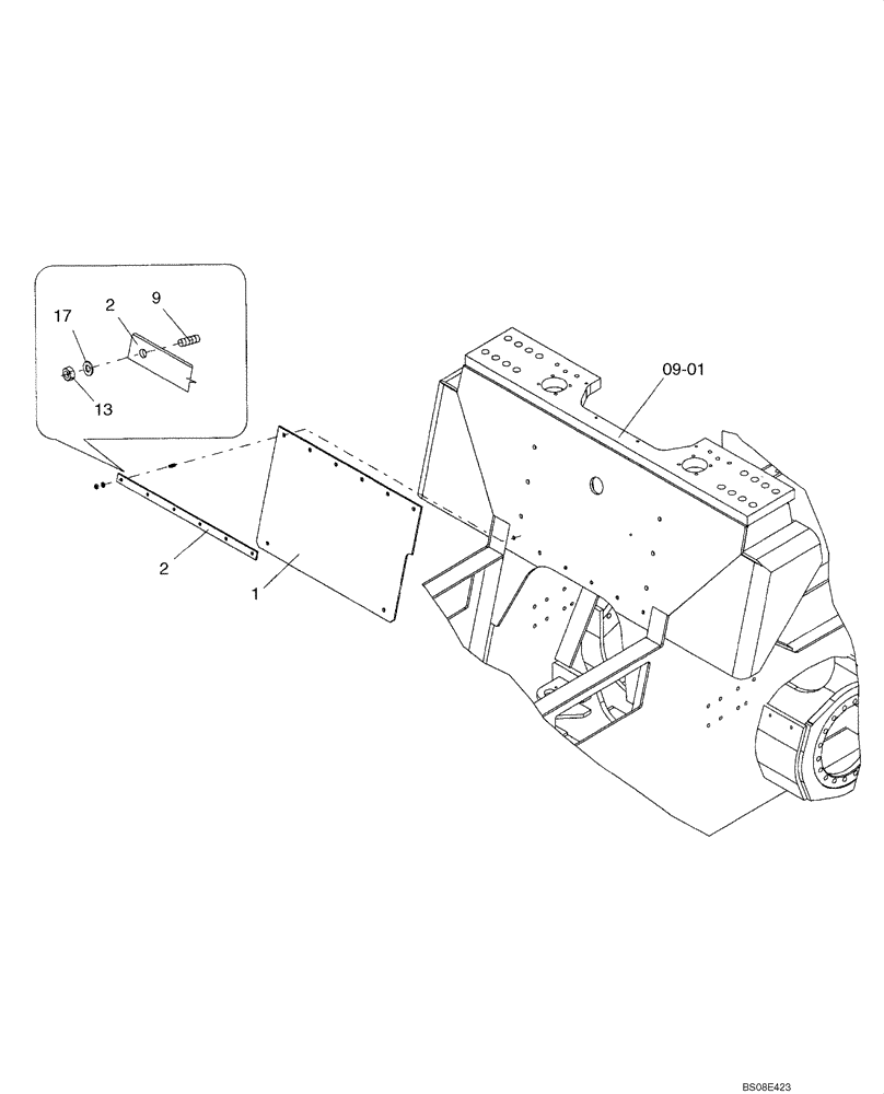 Схема запчастей Case SV210 - (09-08[01]) - COVER, HYDRAULIC PUMP (GROUP 471) (ND131858) (09) - CHASSIS/ATTACHMENTS