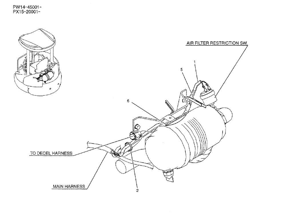 Схема запчастей Case CX36B - (01-079) - HARNESS ASSY (CLEANER AIR) (05) - SUPERSTRUCTURE