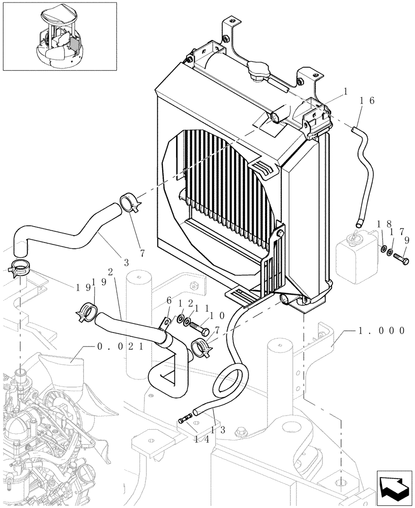 Схема запчастей Case CX31B - (0.003[02]) - RADIATOR (10) - ENGINE