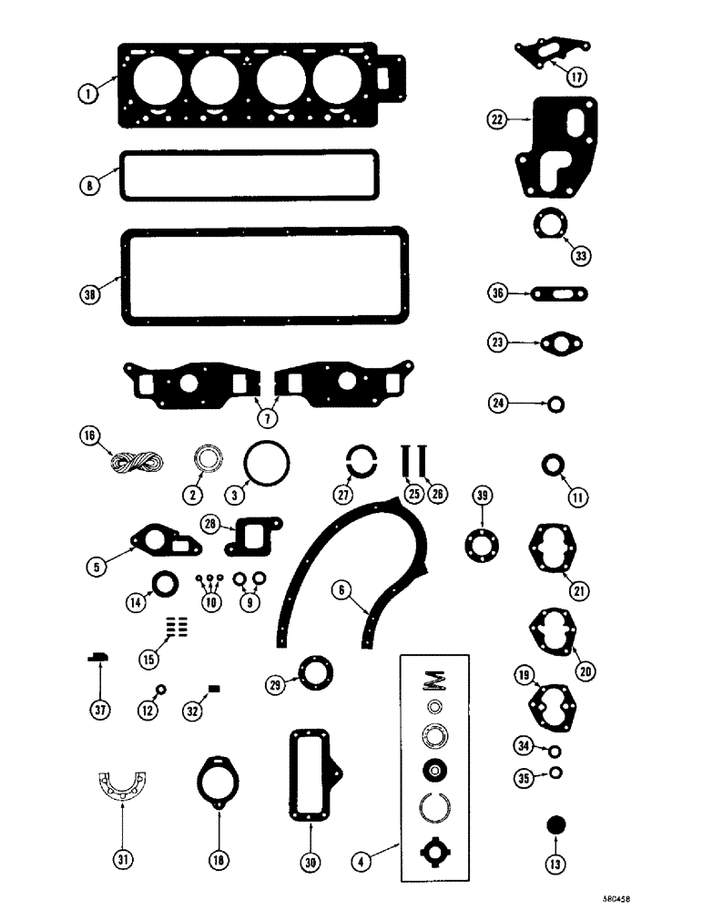 Схема запчастей Case 1000D - (024) - SERVICE GASKET SETS (01) - ENGINE