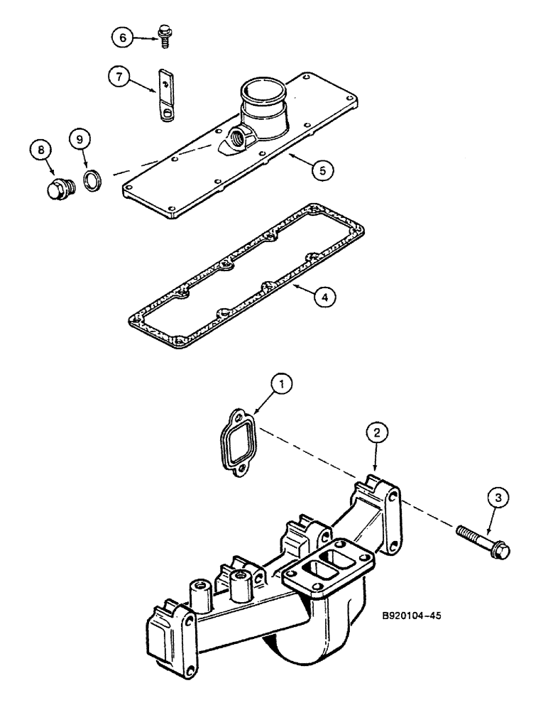 Схема запчастей Case 688C - (2-30) - INTAKE AND EXHAUST PIPES (01) - ENGINE