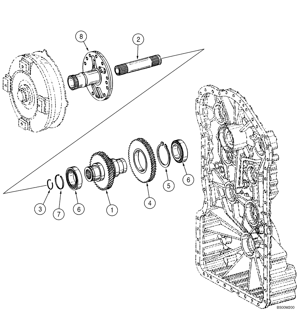 Схема запчастей Case 621E - (06-05) - TRANSMISSION - INPUT SHAFT - PRIOR TO P.I.N. N8F203848 (06) - POWER TRAIN