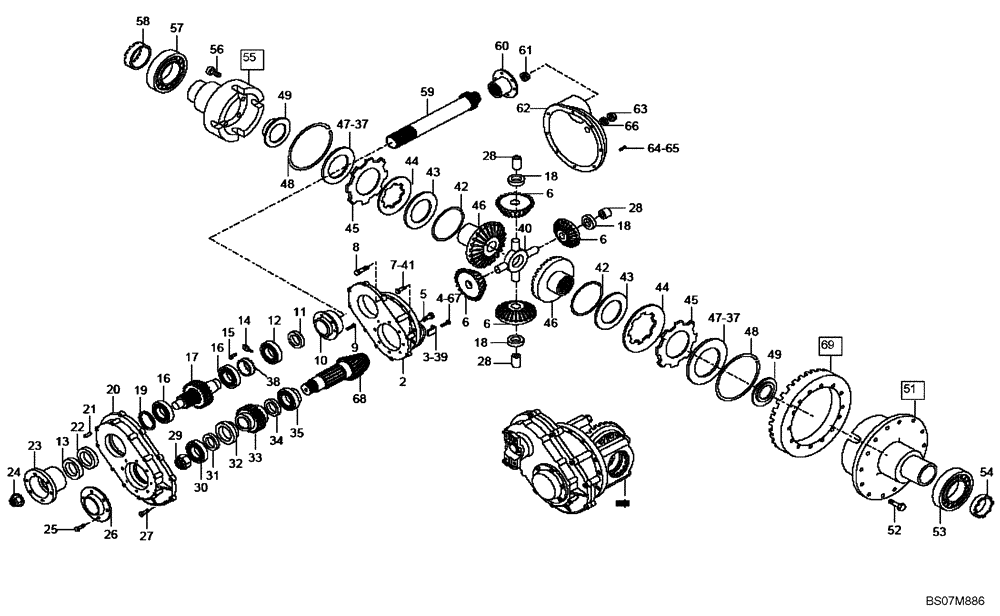 Схема запчастей Case 330B - (32A00000667[001]) - DIFFERENTIAL, INTERMEDIATE AXLE (8998340686) (11) - AXLES/WHEELS