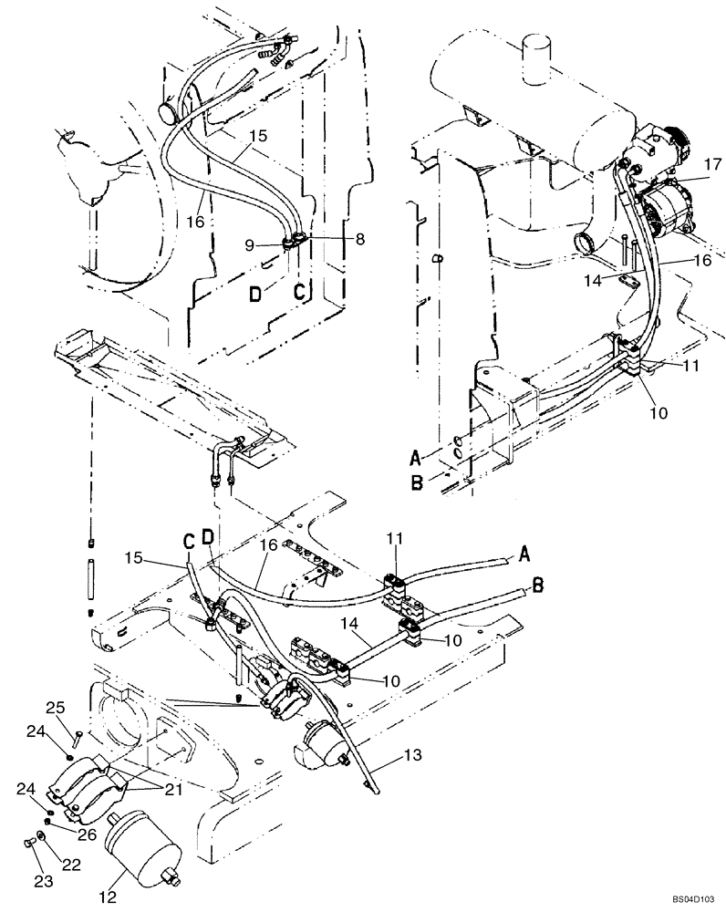 Схема запчастей Case 721D - (09-48) - AIR CONDITIONING HOSES (09) - CHASSIS