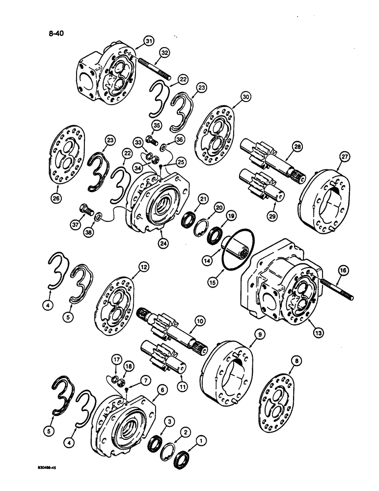 Схема запчастей Case 1187C - (8-40) - HYDRAULIC PUMP, PRIOR TO P.I.N. JAK0033141 (08) - HYDRAULICS