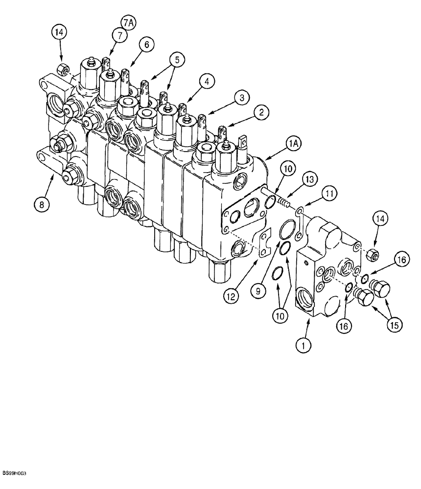 Схема запчастей Case 580SL - (8-094) - BACKHOE CONTROL VALVES, MODELS WITH EXTENDABLE DIPPER, W/AUX. HYDRAULICS - P/N 243142A3 & 243143A3 (08) - HYDRAULICS