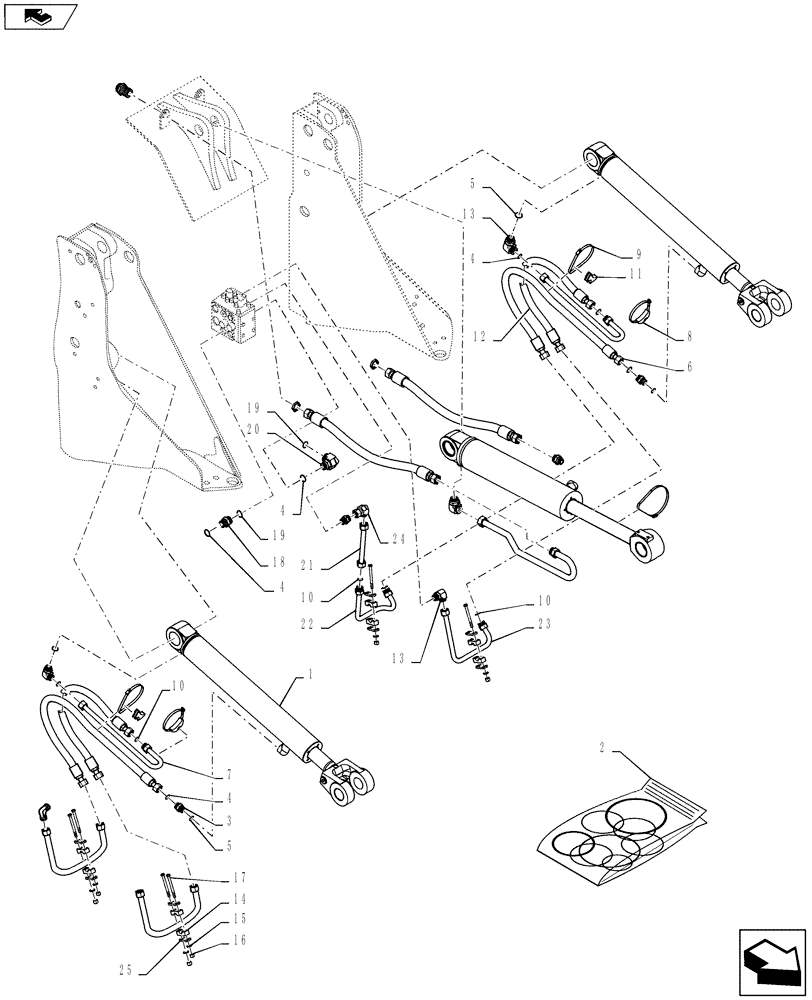 Схема запчастей Case 721F - (35.901.01[01]) - LIFT CYLINDER INSTALLATION - Z-BAR, XR (35) - HYDRAULIC SYSTEMS