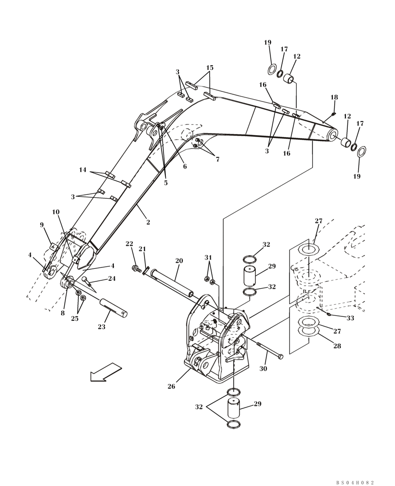 Схема запчастей Case CX80 - (09-44) - BOOM - STANDARD (09) - CHASSIS/ATTACHMENTS