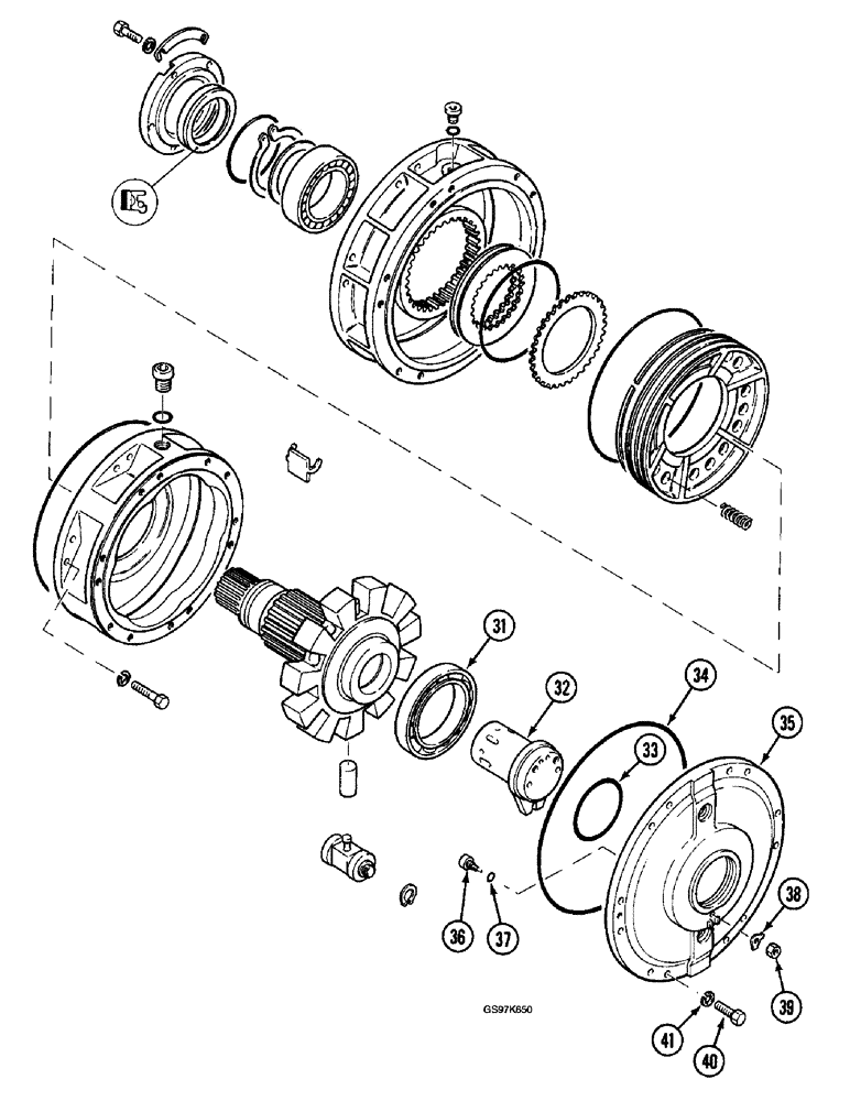 Схема запчастей Case 220B - (8-180) - SWING HYDRAULIC MOTOR, P.I.N. 74441 THROUGH 74597, P.I.N. 03201 AND AFTER (CONT) (08) - HYDRAULICS