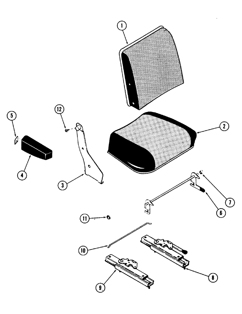 Схема запчастей Case 40 - (088) - OPERATORS SEAT ASSEMBLY (90) - PLATFORM, CAB, BODYWORK AND DECALS