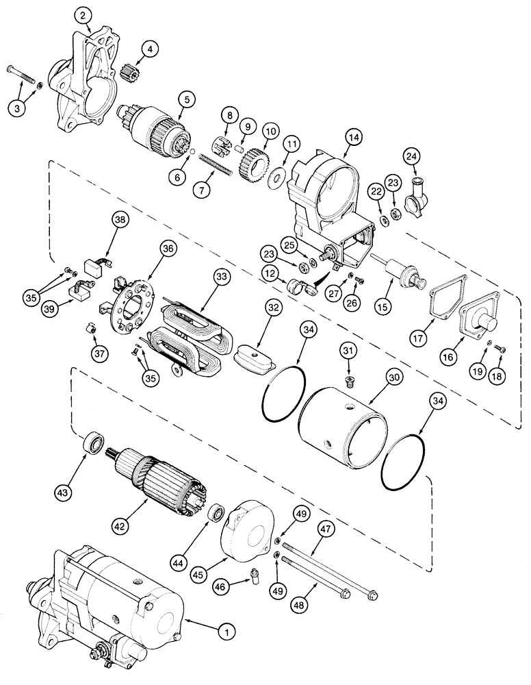 Схема запчастей Case 9020 - (4-04) - STARTER ASSEMBLY (04) - ELECTRICAL SYSTEMS