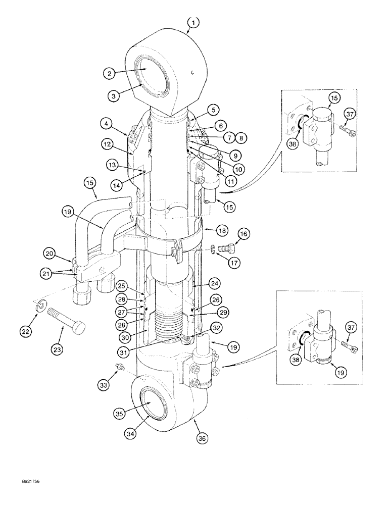 Схема запчастей Case 9030 - (8-84) - BOOM CYLINDERS (08) - HYDRAULICS