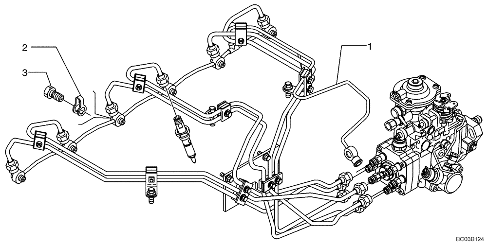 Схема запчастей Case 621D - (03-09) - FUEL INJECTION SYSTEM - DRAIN LINE (03) - FUEL SYSTEM