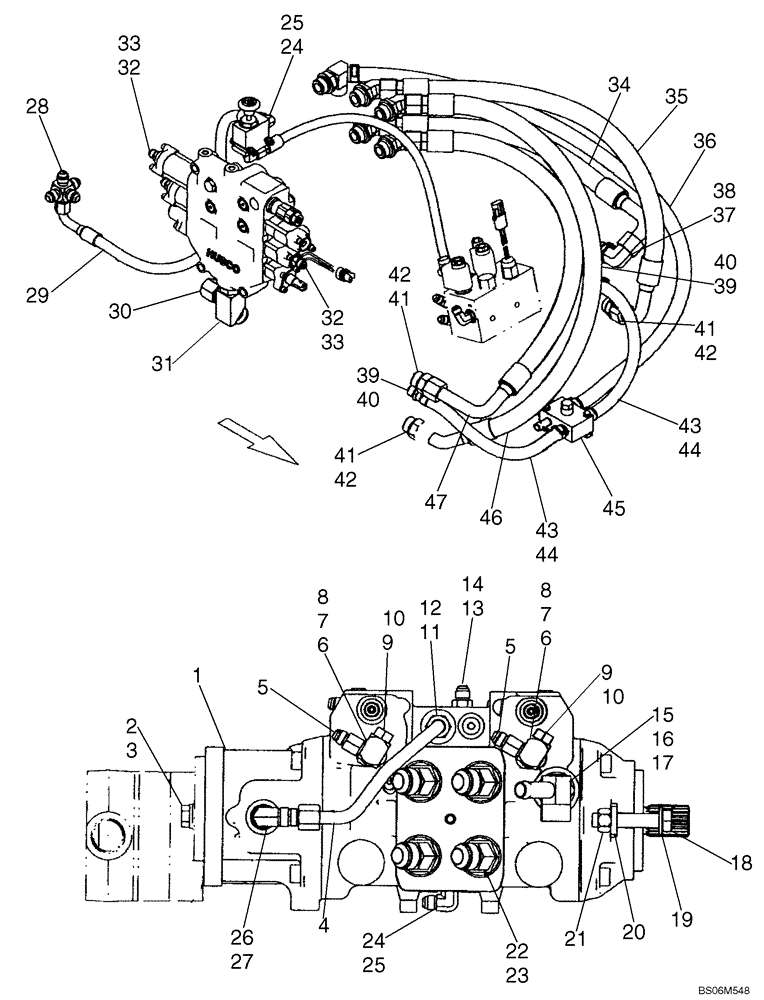 Схема запчастей Case 450 - (06-11A) - HYDROSTATICS - PUMP, SUPPLY AND RETURN, FITTINGS (450 WITH PILOT CONTROL) (06) - POWER TRAIN