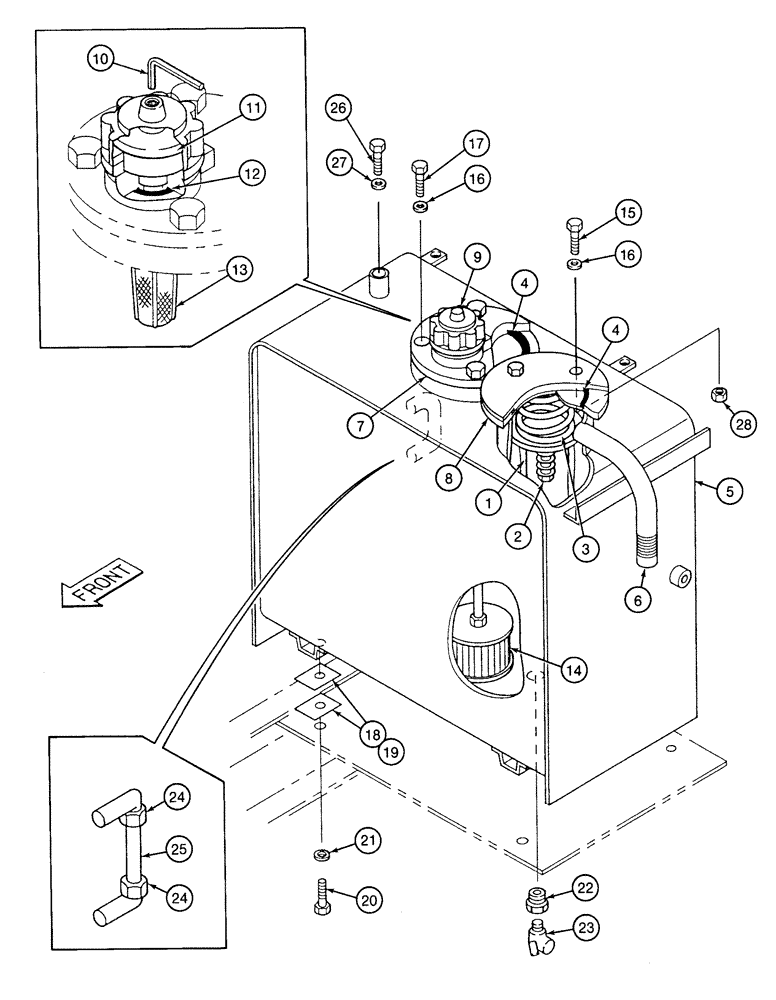 Схема запчастей Case 9020 - (8-002) - HYDRAULIC RESERVOIR (08) - HYDRAULICS