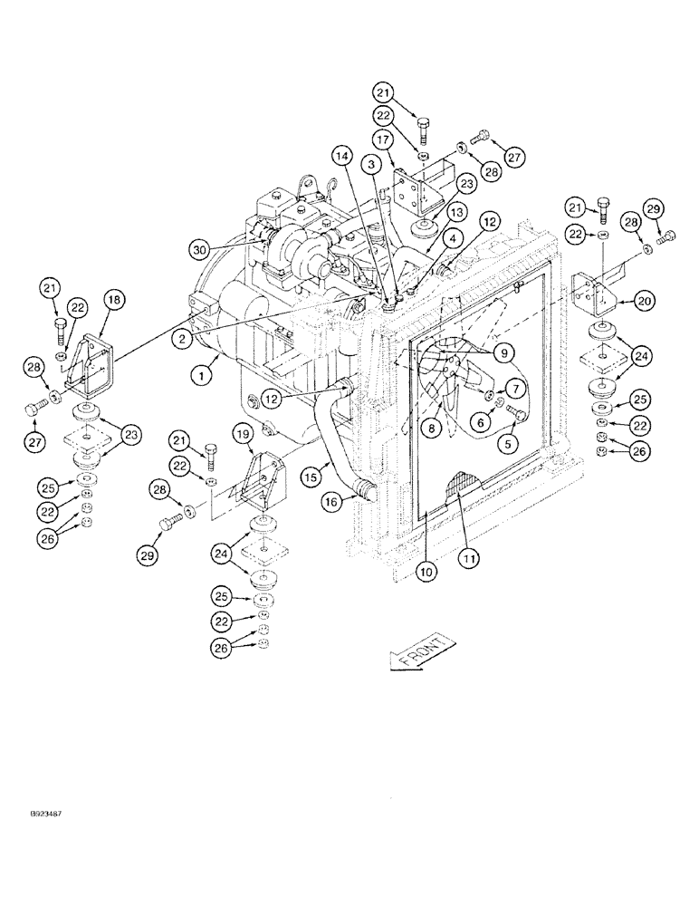 Схема запчастей Case 9030 - (2-02) - ENGINE MOUNTING, RADIATOR AND ADAPTING PARTS, PRIOR TO P.I.N. DAC0300005 (02) - ENGINE