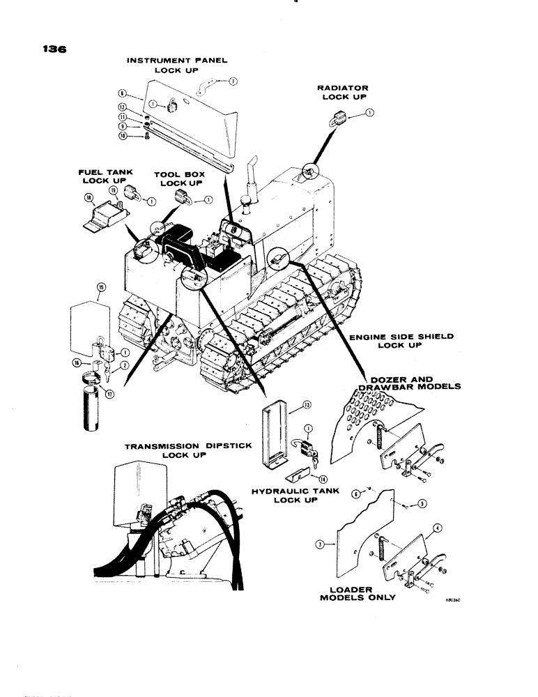 Схема запчастей Case 1150 - (136) - LOCK UP PARTS (05) - UPPERSTRUCTURE CHASSIS