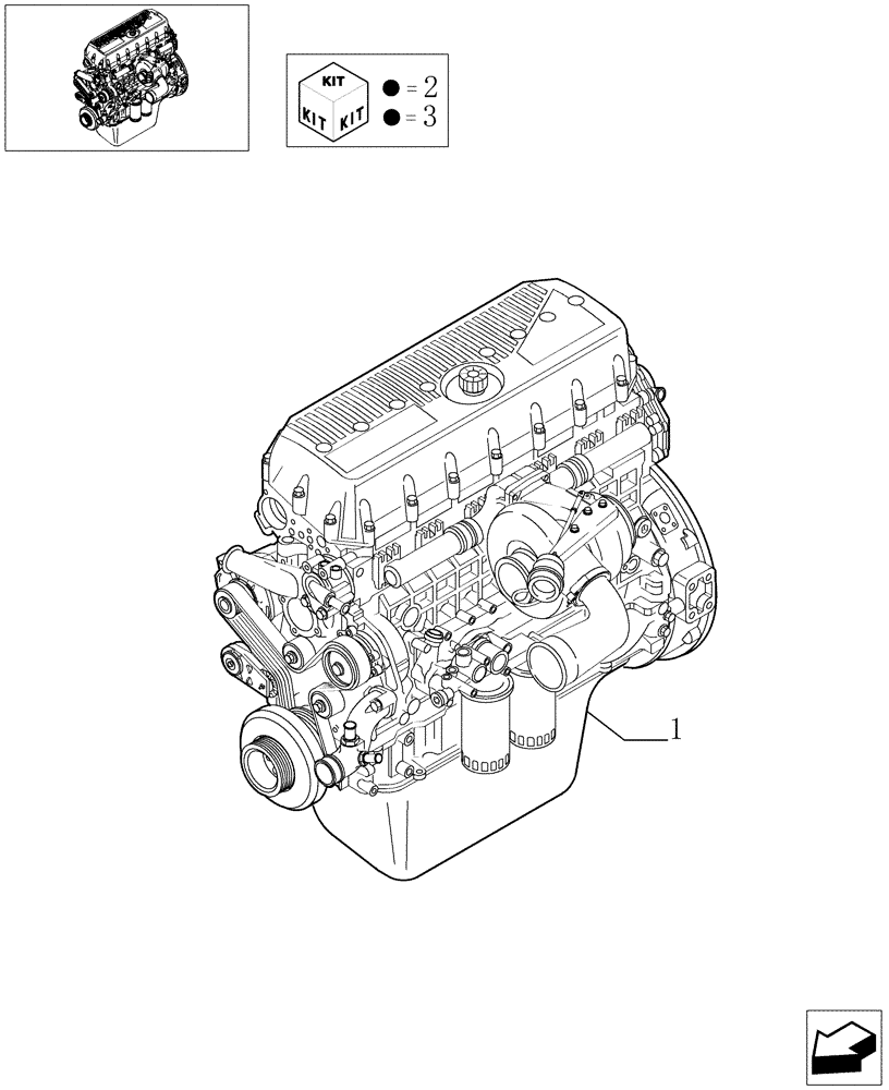 Схема запчастей Case F3BE0684E B001 - (0.02.1[01]) - ENGINE ASSY (500365700) 