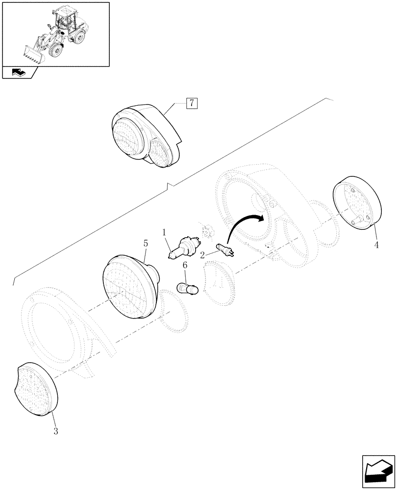 Схема запчастей Case 21E - (1.91.3[02]) - FRONT LEFT LIGHT (06) - ELECTRICAL SYSTEMS