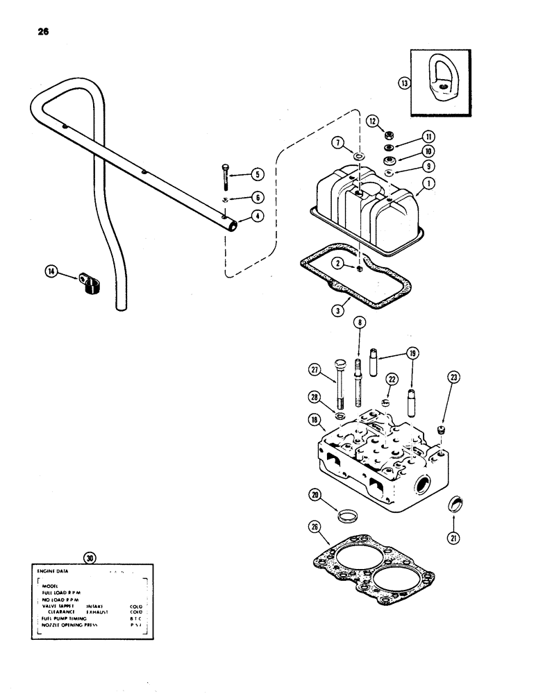 Схема запчастей Case 1150C - (026) - CYLINDER HEAD AND COVER, 451BD DIESEL ENGINE (02) - ENGINE