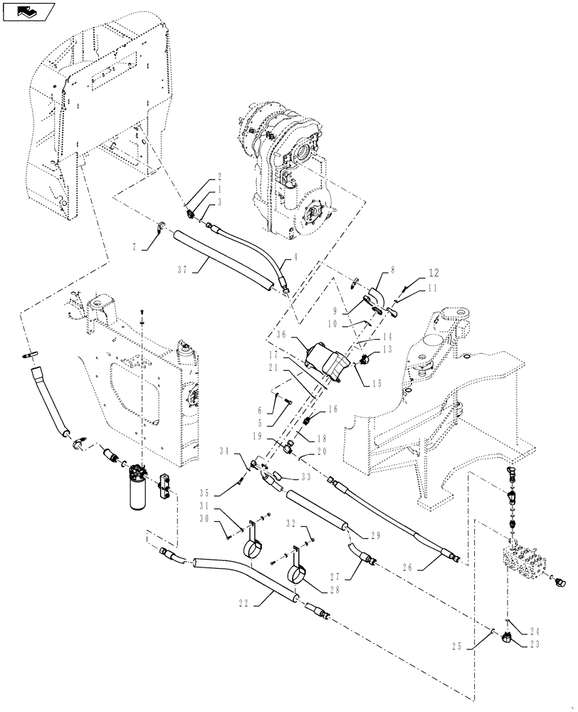 Схема запчастей Case 621F - (35.300.02) - HYDRAULIC RESERVIOR SUPPLY LINE (35) - HYDRAULIC SYSTEMS