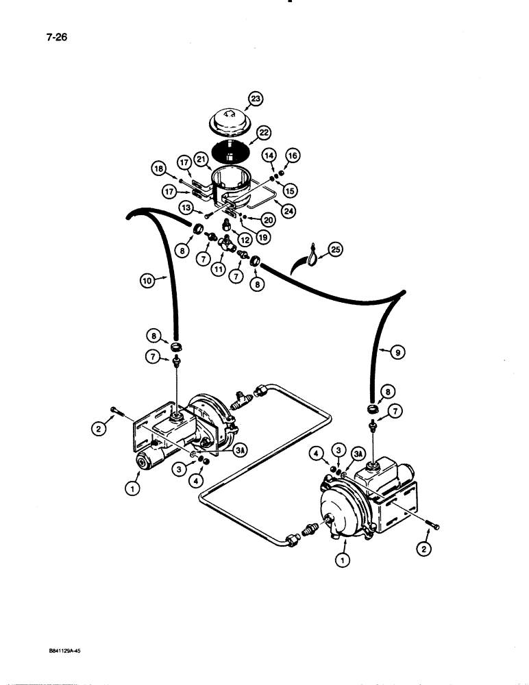 Схема запчастей Case W30 - (7-26) - BRAKE SYSTEM, BRAKE FLUID RESERVOIR TO BRAKE ACTUATORS, PRIOR TO P.I.N. 808P6124P (07) - BRAKES