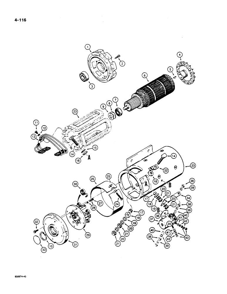 Схема запчастей Case W36 - (4-116) - AUXILIARY STEERING MOTOR - D71479 (04) - ELECTRICAL SYSTEMS