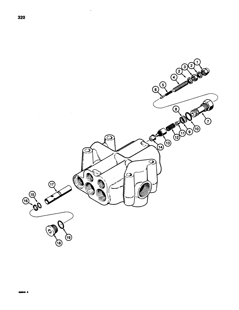 Схема запчастей Case 580SD - (320) - PARKER LOADER CONTROL VALVE, MAIN RELIEF VALVE (08) - HYDRAULICS