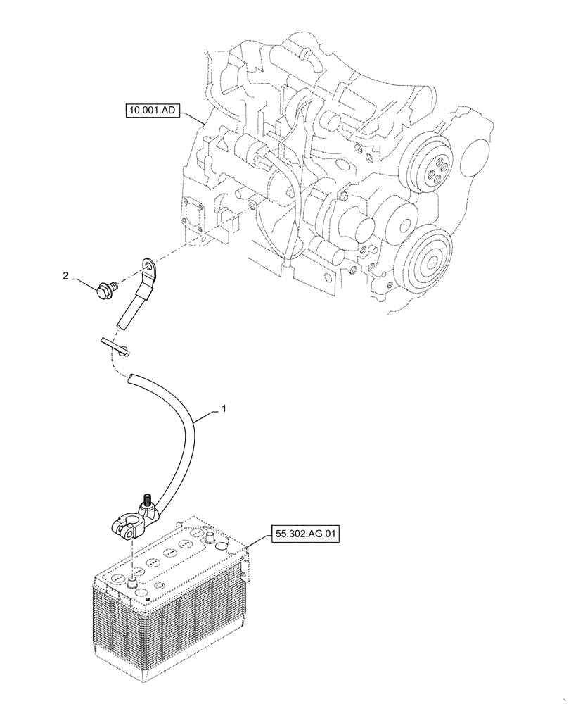 Схема запчастей Case TR270 - (55.302.AI[02]) - NO BATTERY DISCONNECT LG (SR220-SV300,TR320, TV380) (55) - ELECTRICAL SYSTEMS