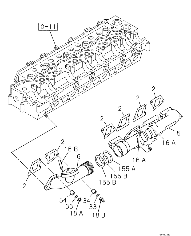 Схема запчастей Case CX350B - (02-19) - EXHAUST PIPE (02) - ENGINE