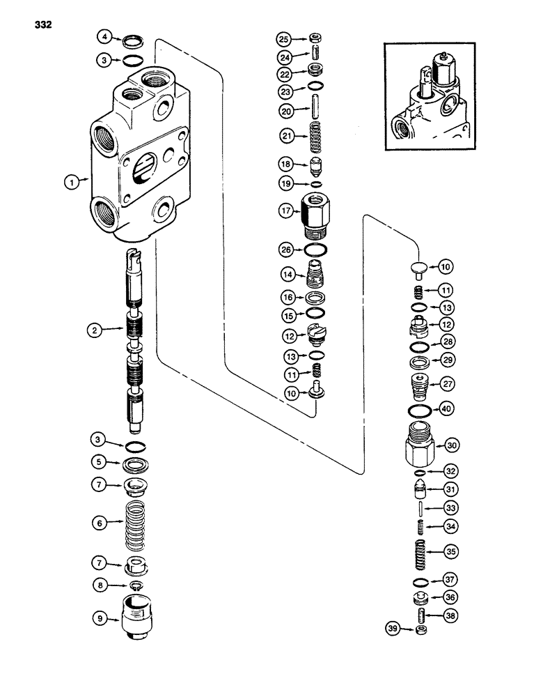 Схема запчастей Case 480D - (332) - BACKHOE CONTROL VALVE, BOOM SECTION, 480D MODELS ONLY (35) - HYDRAULIC SYSTEMS