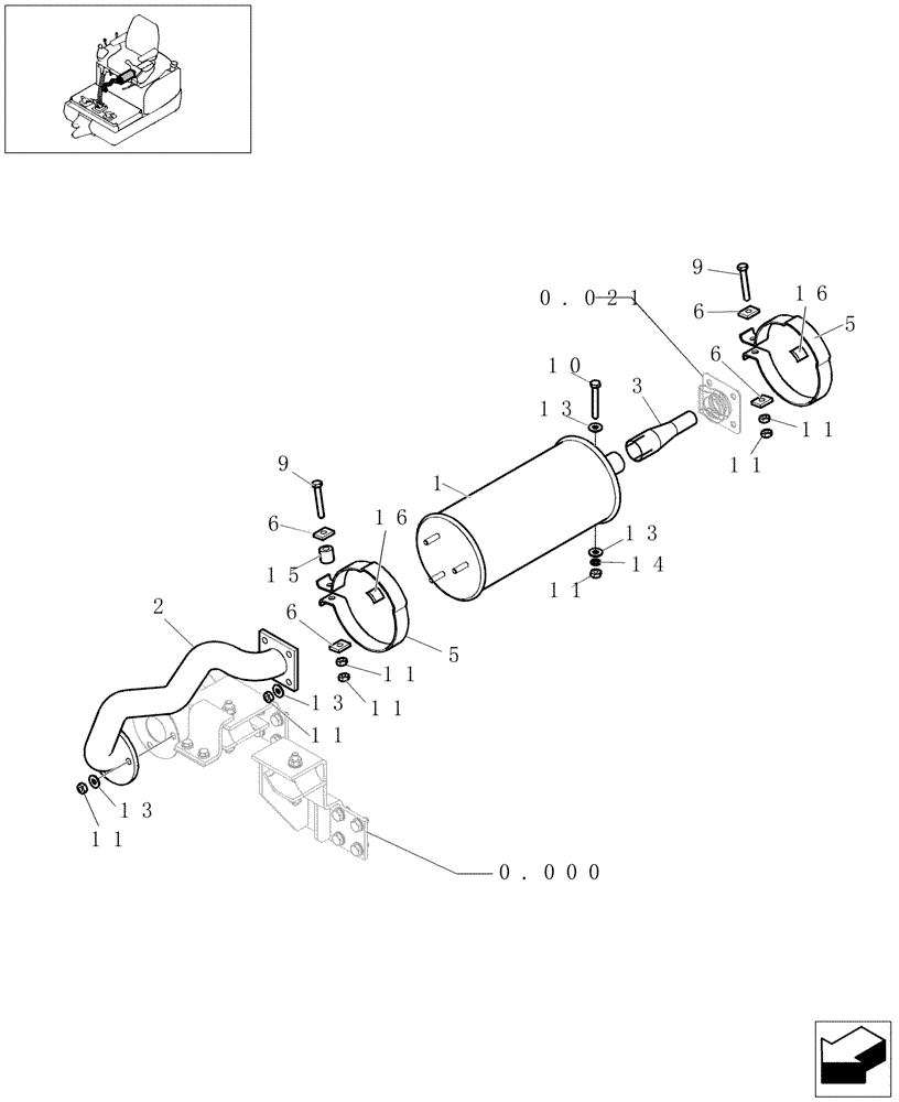 Схема запчастей Case CX16B - (0.002[01]) - MUFFLER (10) - ENGINE