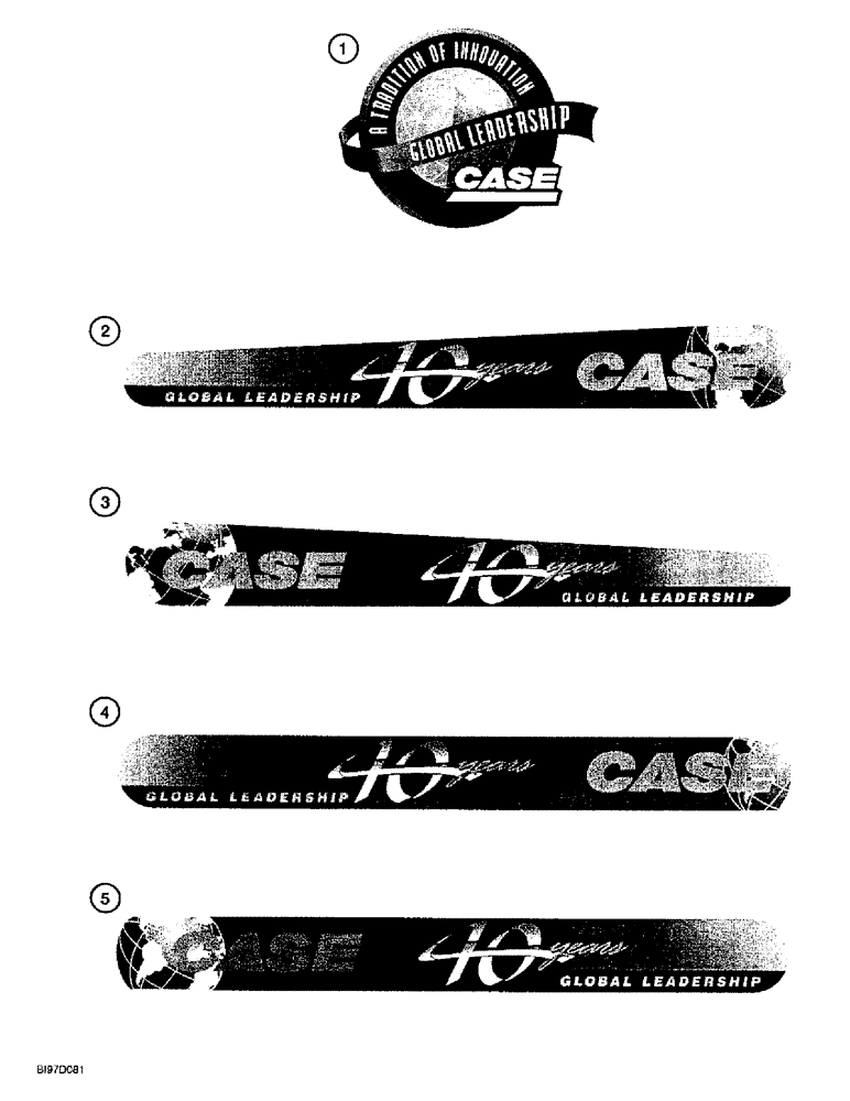 Схема запчастей Case 580SL - (9-140) - DECALS, 40TH ANNIVERSARY MODELS (09) - CHASSIS/ATTACHMENTS