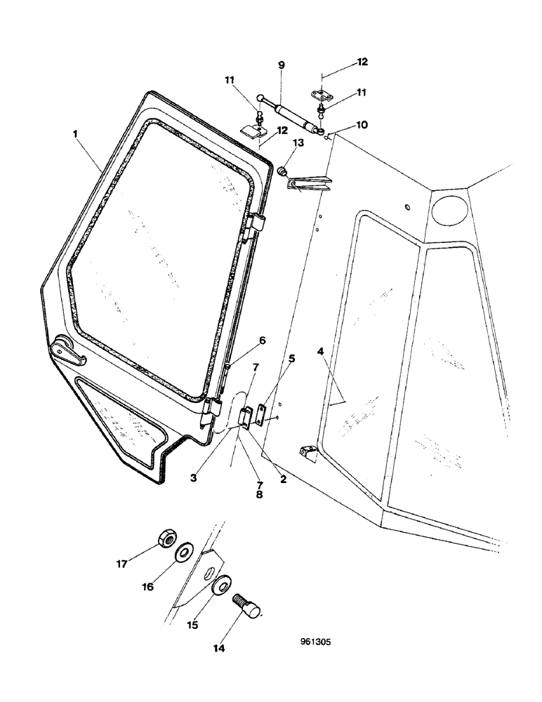 Схема запчастей Case 580G - (464) - CAB - DOOR MOUNTING (09) - CHASSIS/ATTACHMENTS