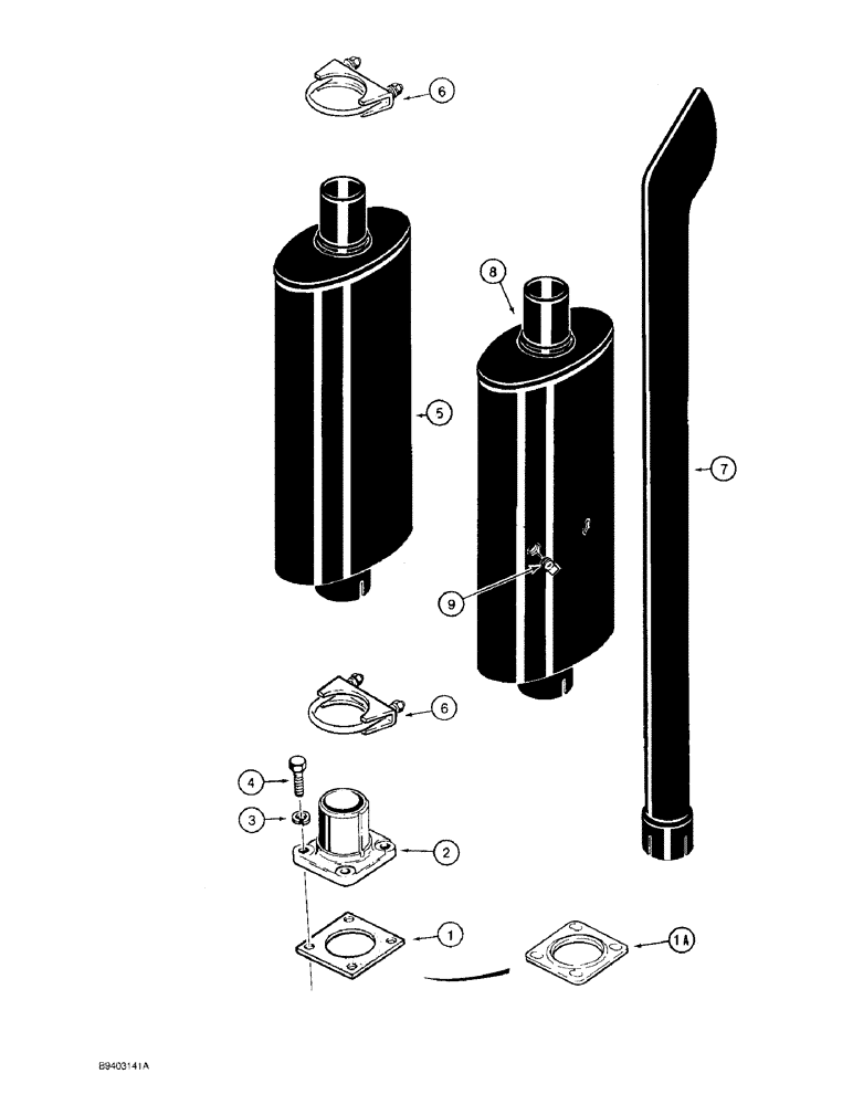 Схема запчастей Case 480F - (2-12) - MUFFLER AND EXHAUST SYSTEM (02) - ENGINE