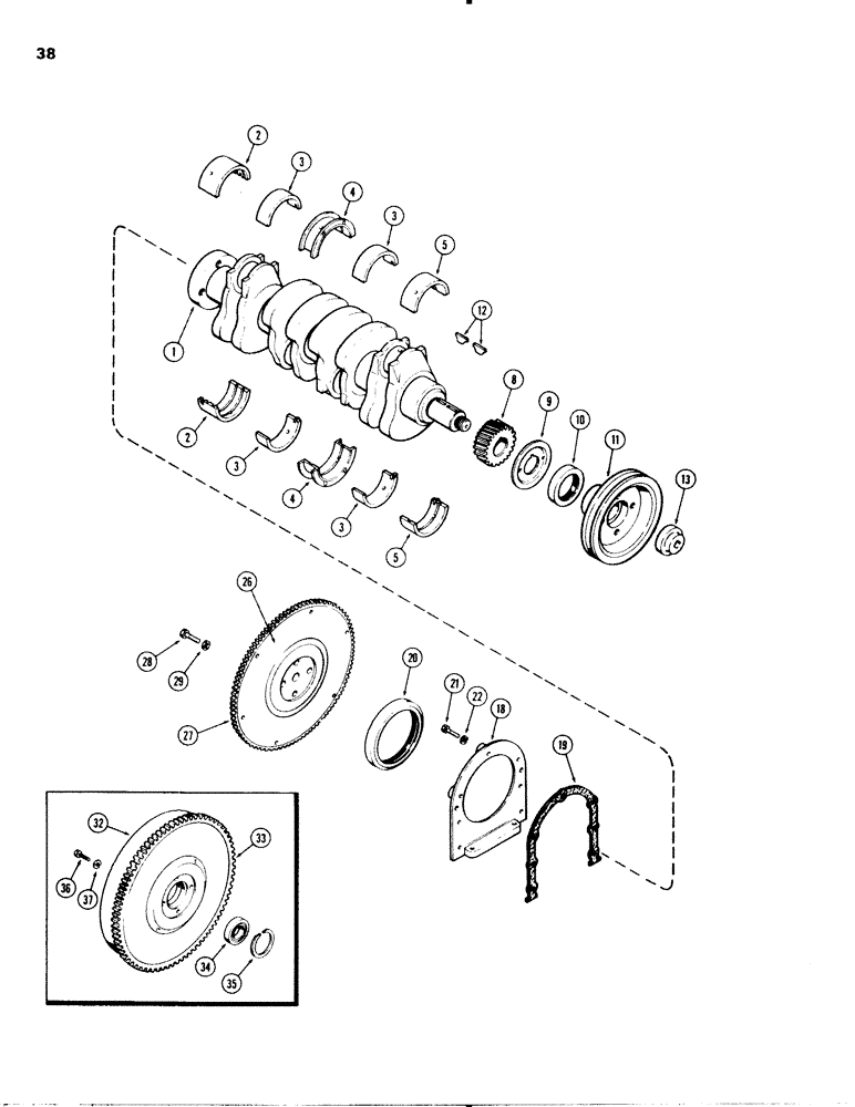 Схема запчастей Case 580C - (038) - CRANKSHAFT, 207 DIESEL ENGINE (02) - ENGINE