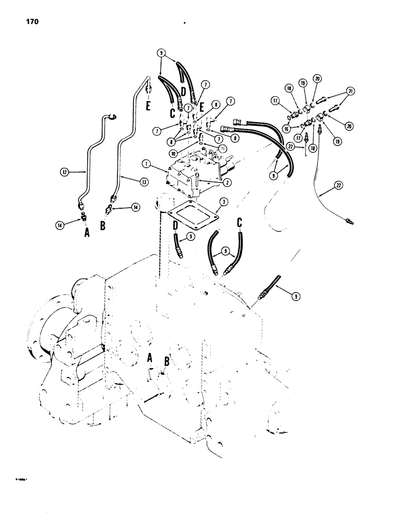Схема запчастей Case 850B - (170) - TRANSMISSION HYDRAULIC LINES (03) - TRANSMISSION
