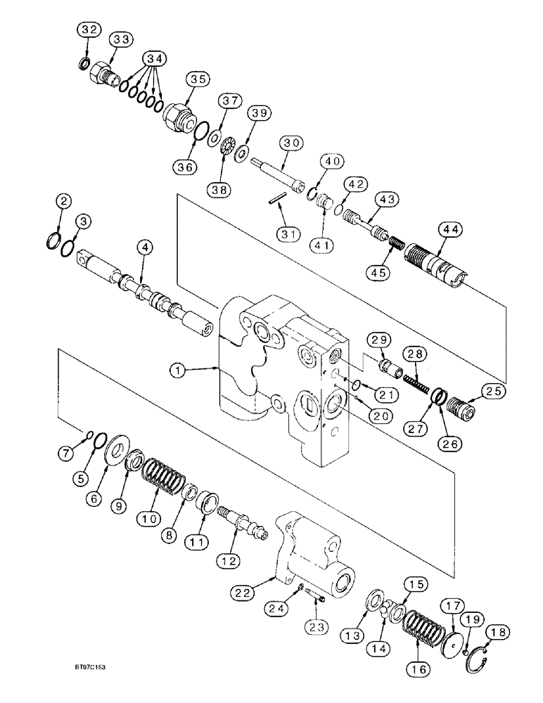 Схема запчастей Case 570LXT - (8-102) - AUXILIARY VALVE, HAND HELD SECTION (08) - HYDRAULICS