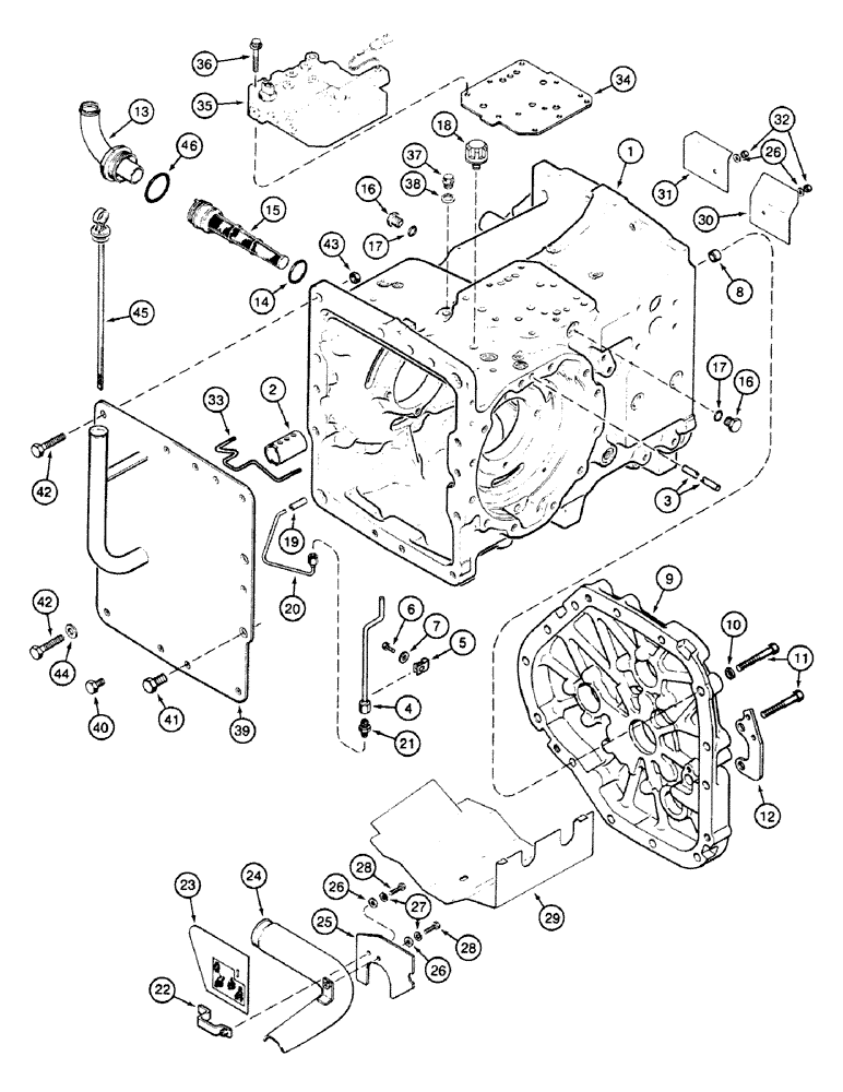 Схема запчастей Case 580SK - (6-52) - TRANSAXLE HOUSING (06) - POWER TRAIN