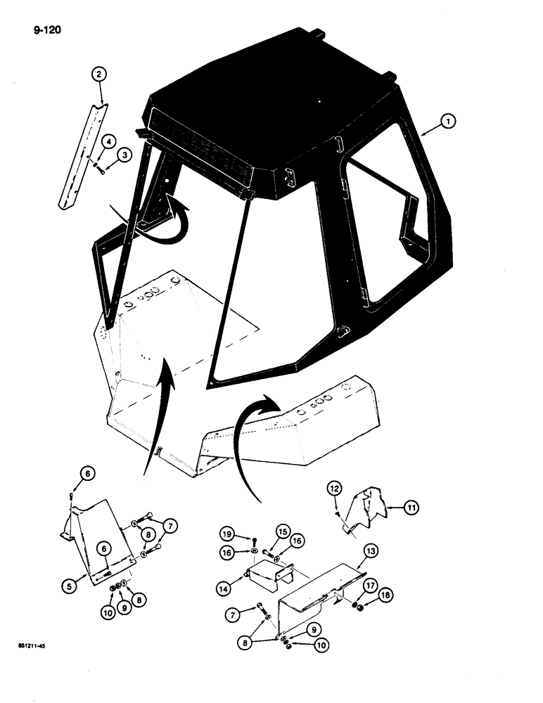 Схема запчастей Case 680L - (9-120) - HEATING AND AIR CONDITIONING LINE COVERS (09) - CHASSIS/ATTACHMENTS