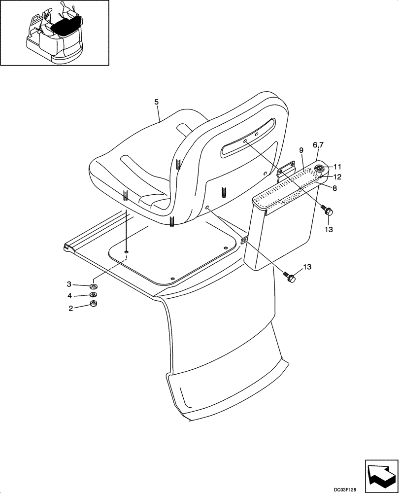 Схема запчастей Case CX14 - (09-11[00]) - SEAT AND MOUNTING (S/N PE01-00101 - 00600) (09) - CHASSIS/ATTACHMENTS