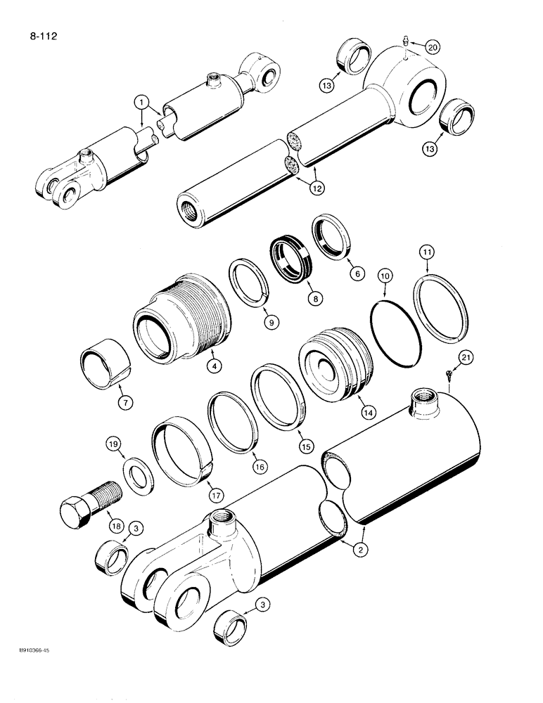 Схема запчастей Case 780D - (8-112) - 1343559C1 BACKHOE BOOM CYLINDER (08) - HYDRAULICS