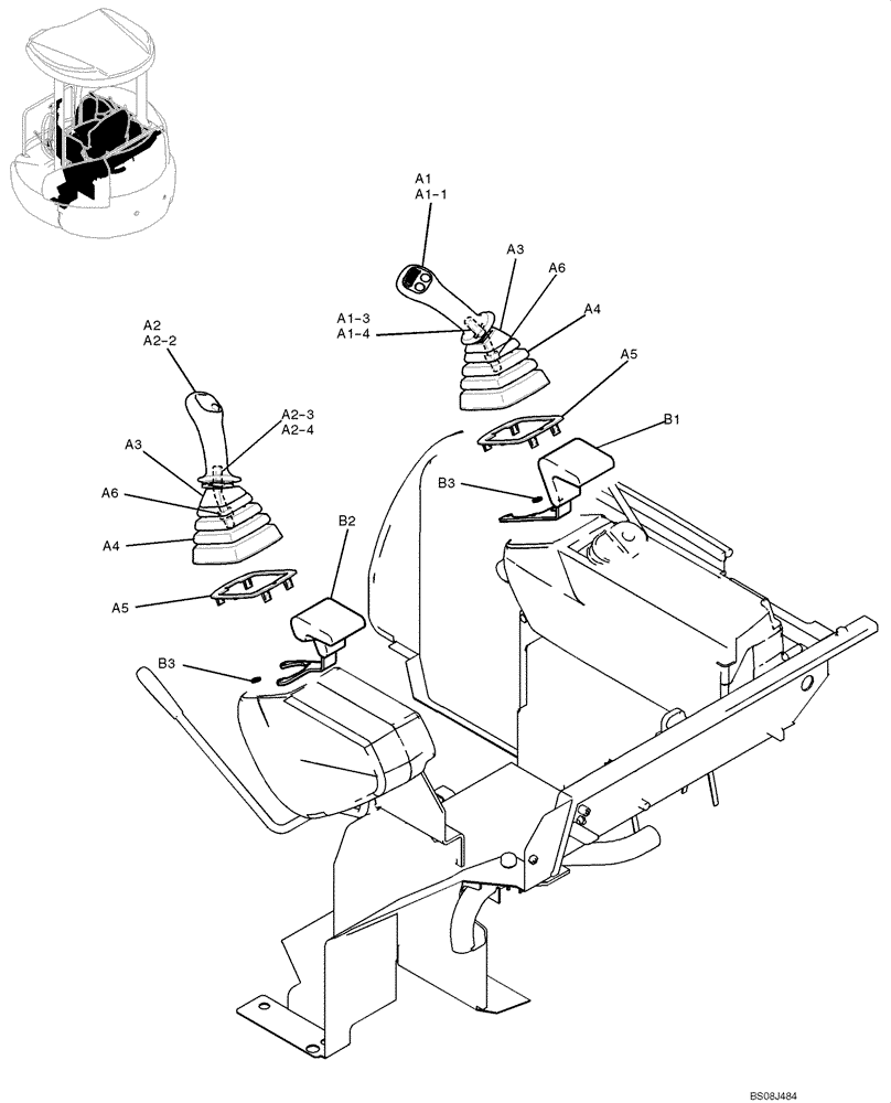 Схема запчастей Case CX50B - (01-033) - GRIP ASSY, (PW03M01954F1, PW03M01718F1) (05) - SUPERSTRUCTURE