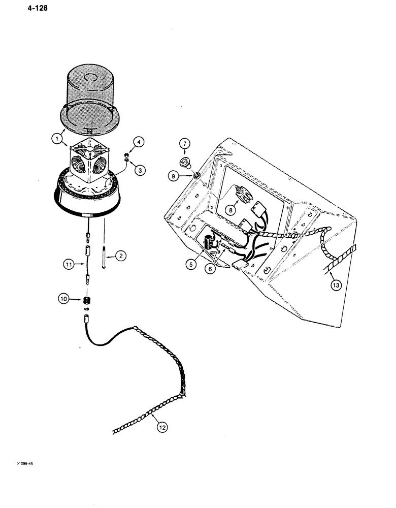 Схема запчастей Case 680K - (4-128) - 24 VOLT ROTATING BEACON AND CIRCUIT, CAB OR CANOPY (04) - ELECTRICAL SYSTEMS