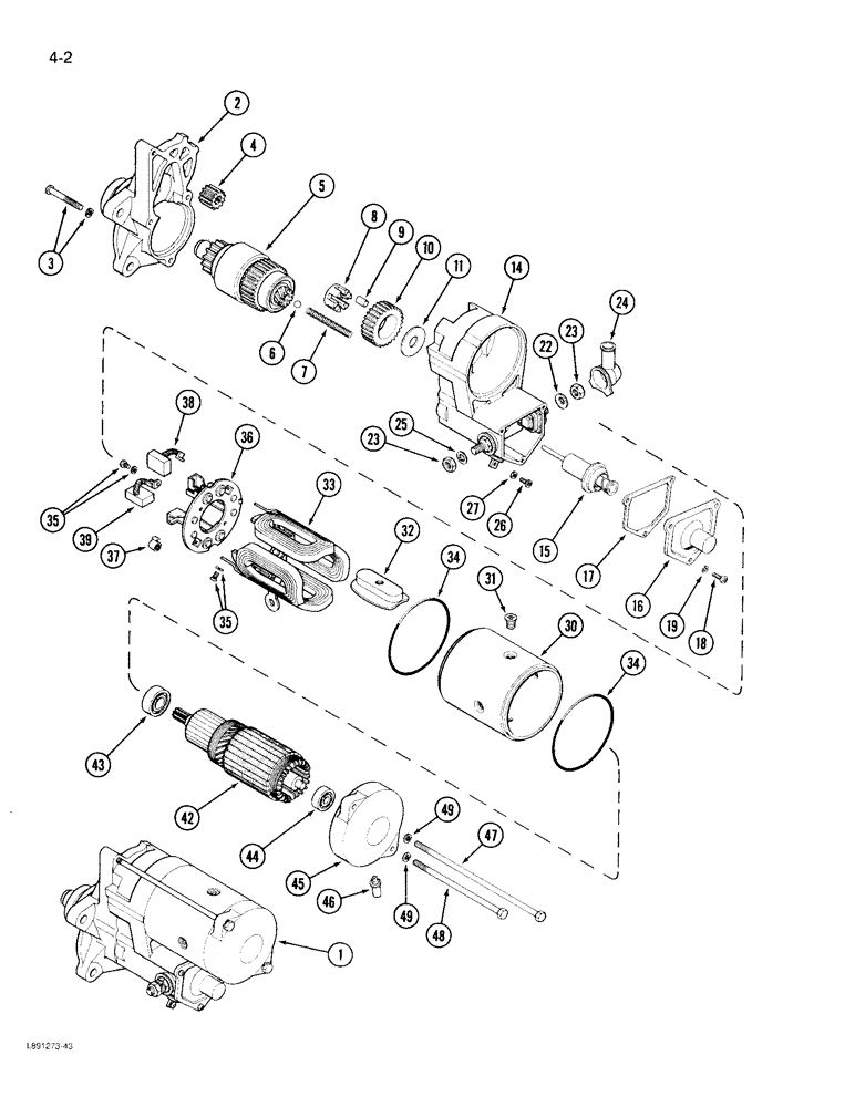 Схема запчастей Case 780D - (4-02) - ENGINE STARTER (04) - ELECTRICAL SYSTEMS