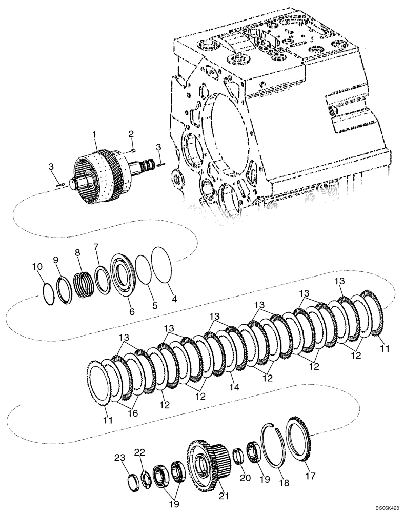 Схема запчастей Case 1021F - (21.116.10) - TRANSMISSION - CLUTCH ASSY, REVERSE (21) - TRANSMISSION