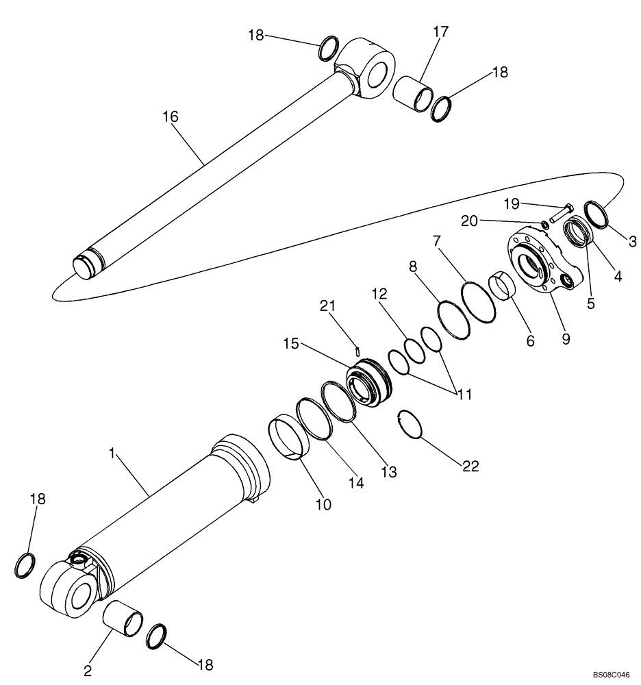 Схема запчастей Case 921E - (08-15A) - CYLINDER ASSY - LOADER BUCKET (XR LOADER) (08) - HYDRAULICS