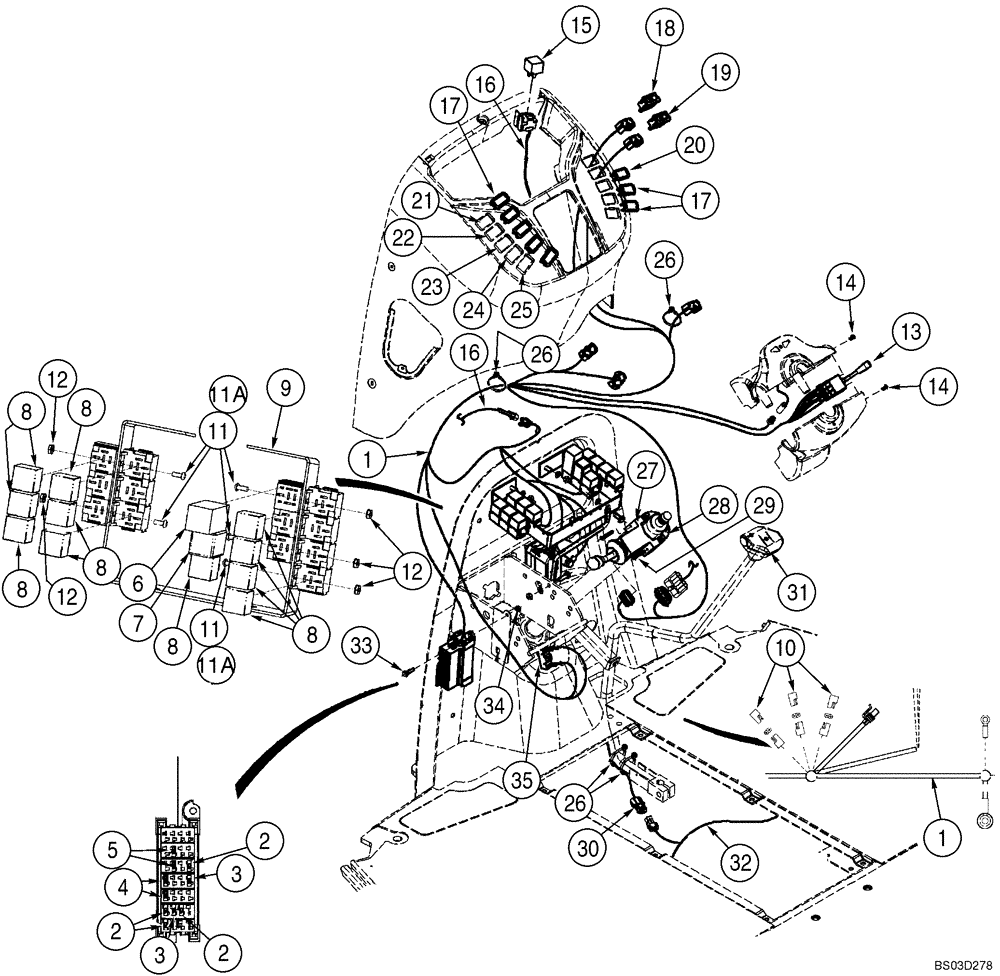 Схема запчастей Case 580M - (04-07) - HARNESS, FRONT CONSOLE - SWITCHES (04) - ELECTRICAL SYSTEMS