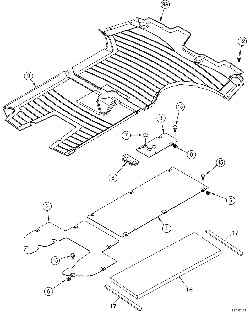 Схема запчастей Case 580M - (09-45) - PLATES, FLOOR - FLOORMATS (09) - CHASSIS/ATTACHMENTS